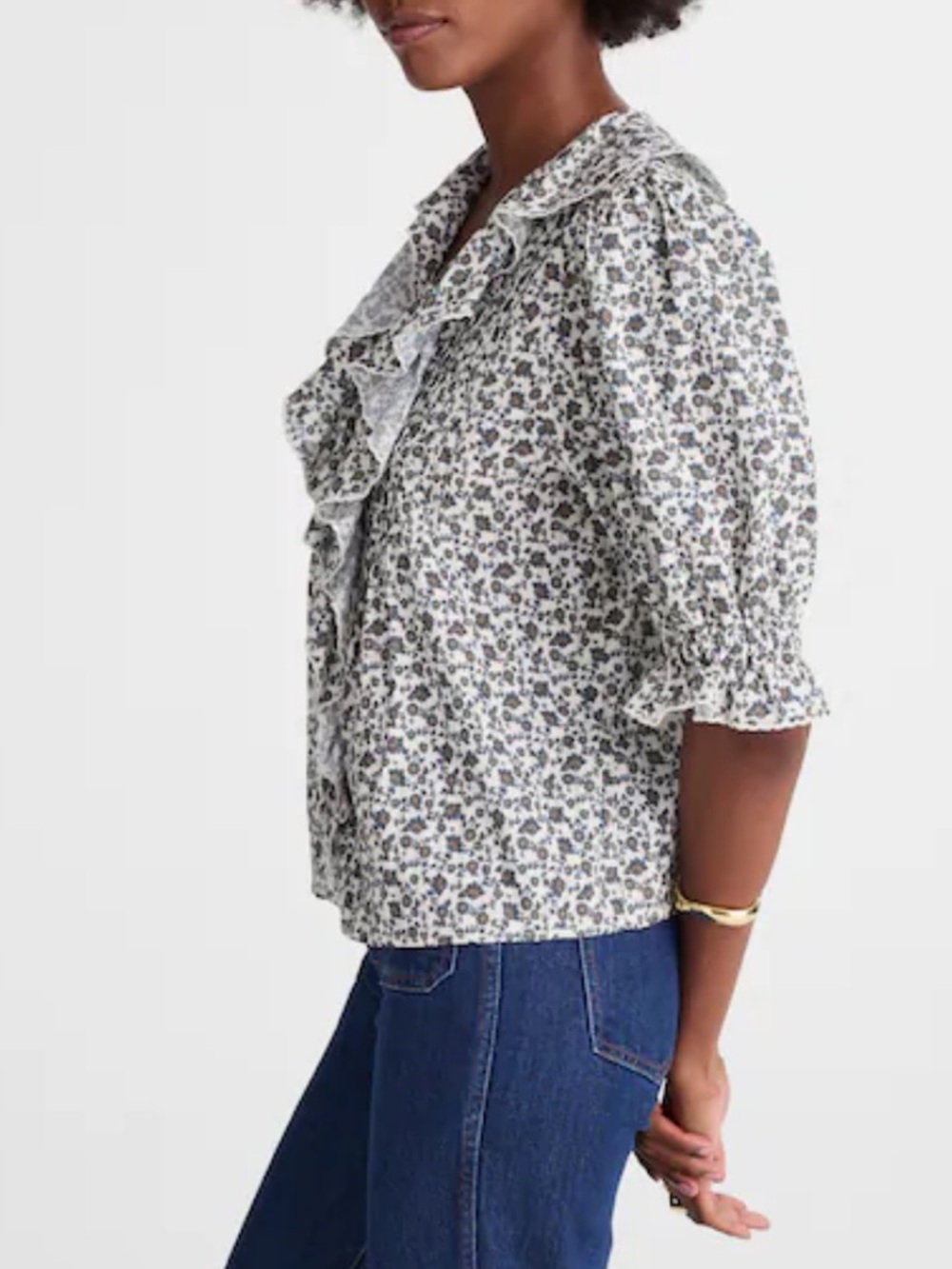 Madewell Ruffled Pintuck Puff-Sleeve Top - Picture 4 of 5